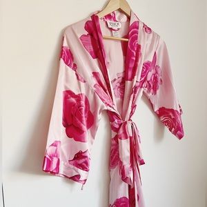 Jessica Satin Floral Floor-length Robe - Size Medium